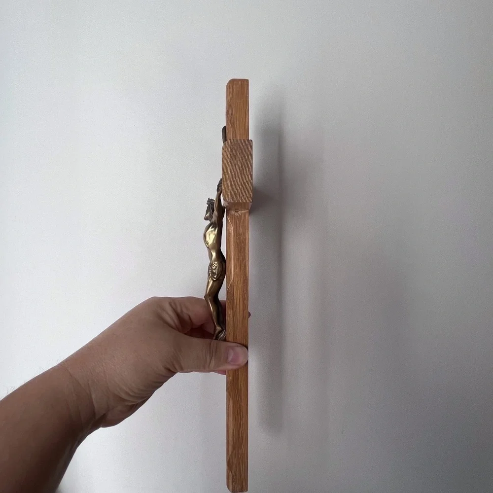 Crucifix Wall Cross, Handmade Catholic Wooden Cross with Jesus Christ for Wall